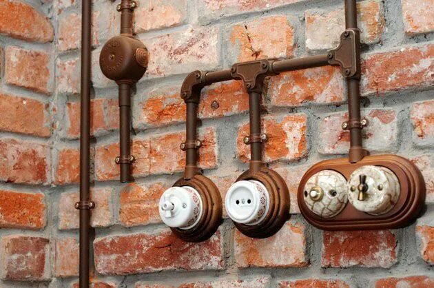 Проводка в стиле лофт Pin on My Style Industrial interiors, Steampunk lighting, Cafe design