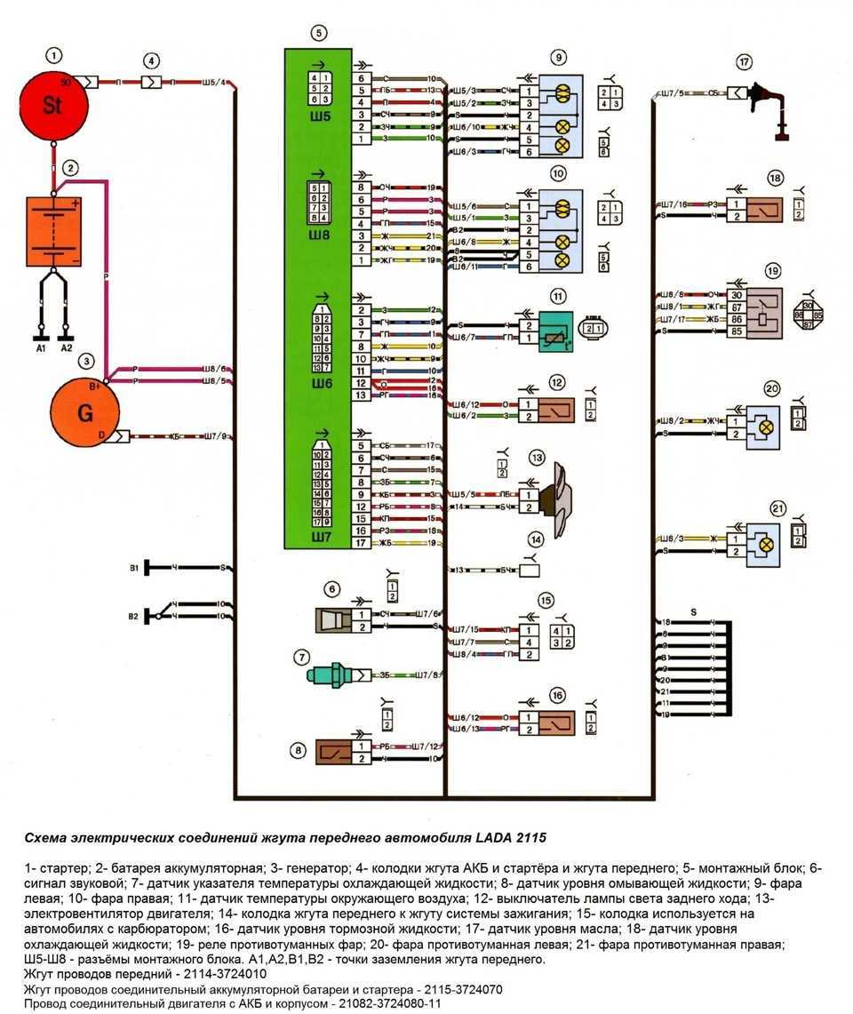 Проводка ваз 2115 схема с описанием Электрическая схема ваз 2115 инжектор - tokzamer.ru
