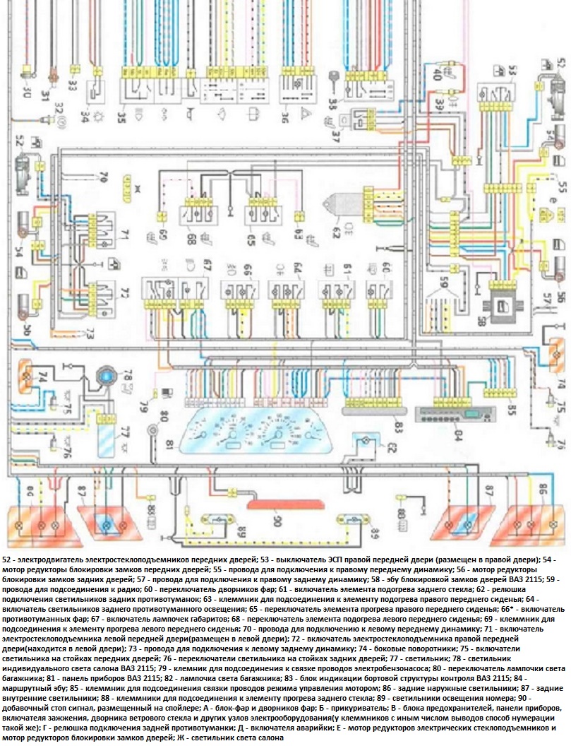 Проводка ваз 2115 схема с описанием Все схемы ВАЗ 2115 Схема 2115 инжектор и карбюратор