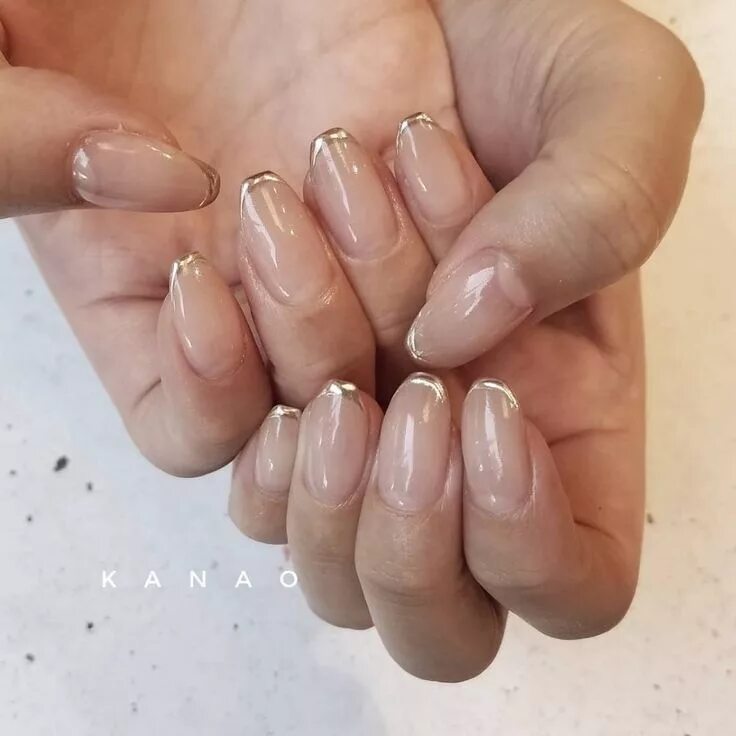 Прозрачная база для ногтей фото Gold French Nails, Perfect nails, Minimalist nails