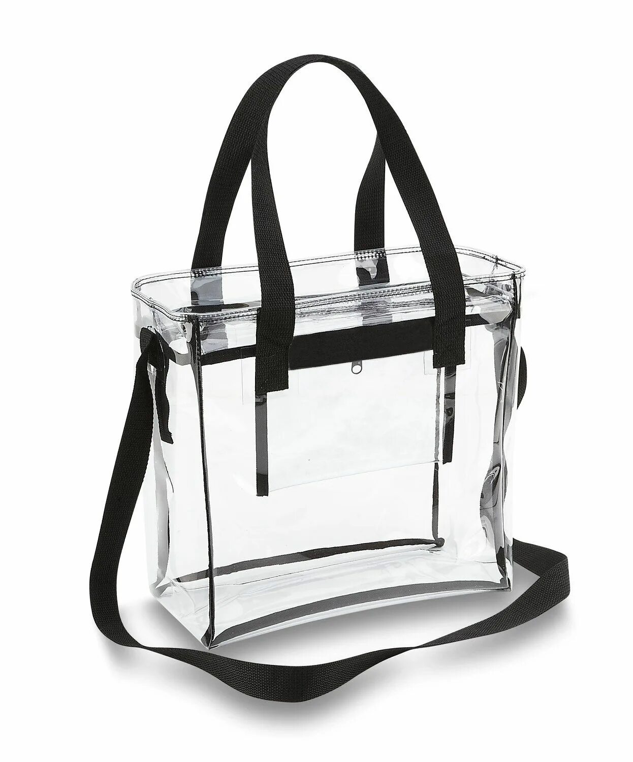 Прозрачная сумка фото Clear 12 x 12 x 6 Stadium Tote Bag with Side Pocket and 35" Shoulder Straps Clea