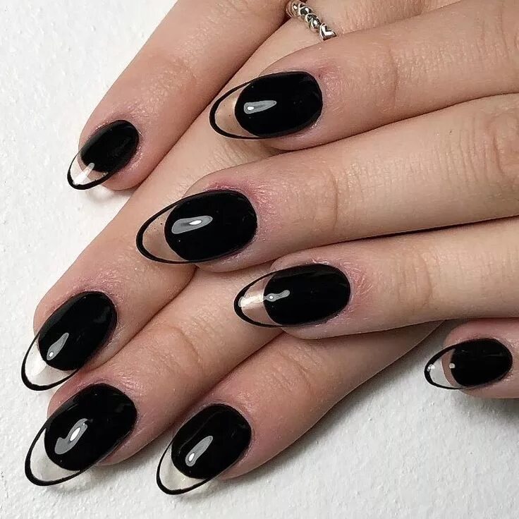 Прозрачные черные ногти маникюр Alexkaty01 Nails, Gel nails, Nail art