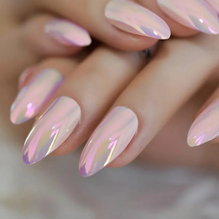 Прозрачные ногти дизайн 2024 Bright Pink Holographic Nails - Sereia Pink holographic nails, Holographic nails