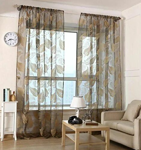 Прозрачные шторы в интерьере Curtain, Gotd 1PC Floral Leaf Tulle Voile Door Curtain Window Curtain Room Divid