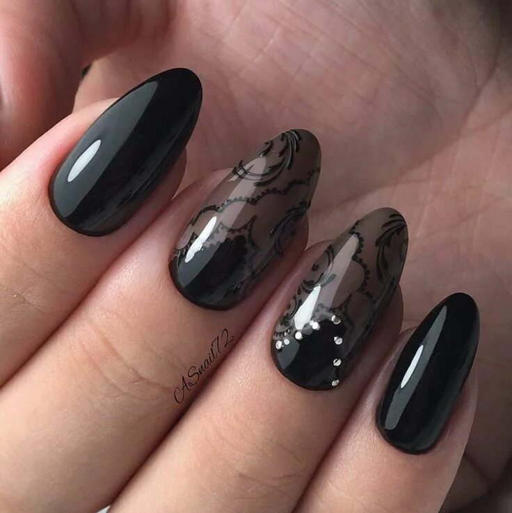 Прозрачный черный маникюр Пин от пользователя Luciana Scollo на доске nail art Искусство маникюра, Ногти, 