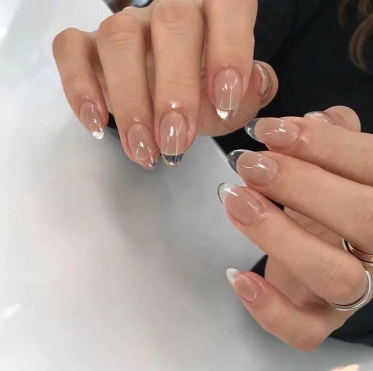 Прозрачный маникюр френч фото Pin on нокоточки Clear nails, Clear acrylic nails, Nails