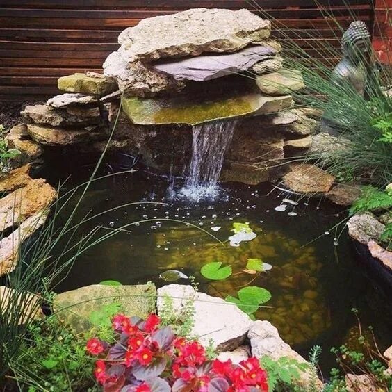 Пруд с водопадом своими руками на даче 47 Diy Garden Pond Waterfall Ideas in 2020 (With images) Garden pond, Backyard w