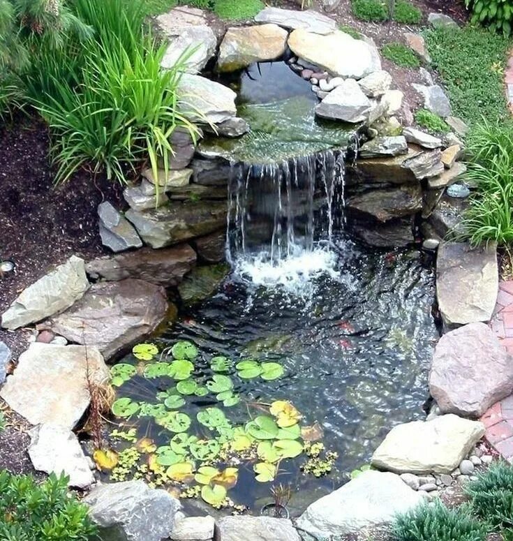 Пруд с водопадом своими руками на даче 40+ Awesome Backyard Ponds And Water Feature Landscaping Ideas Water features in