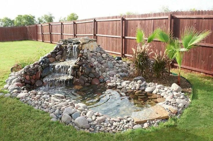 Пруд с водопадом своими руками на даче Pin by William J on Garage Ponds backyard, Backyard, Backyard water feature