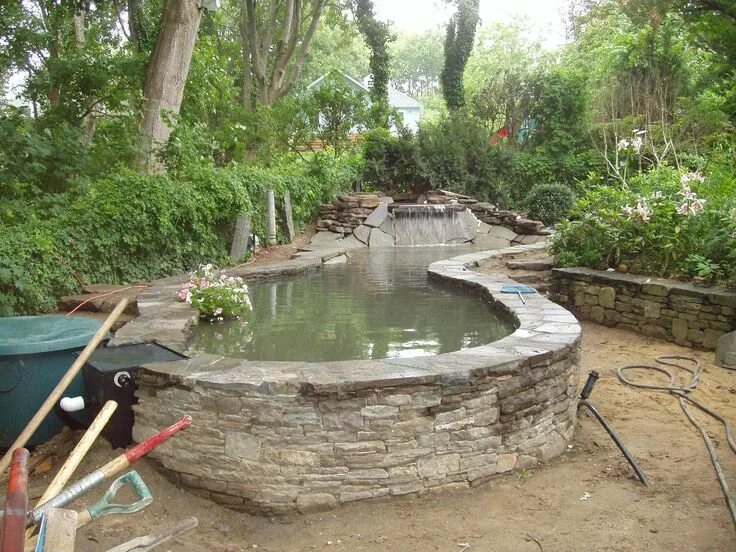 Пруд своими руками на даче для рыбы Best Beautiful Above Ground Pond With Simple Design 5 - iTs Home Ideas Above gro