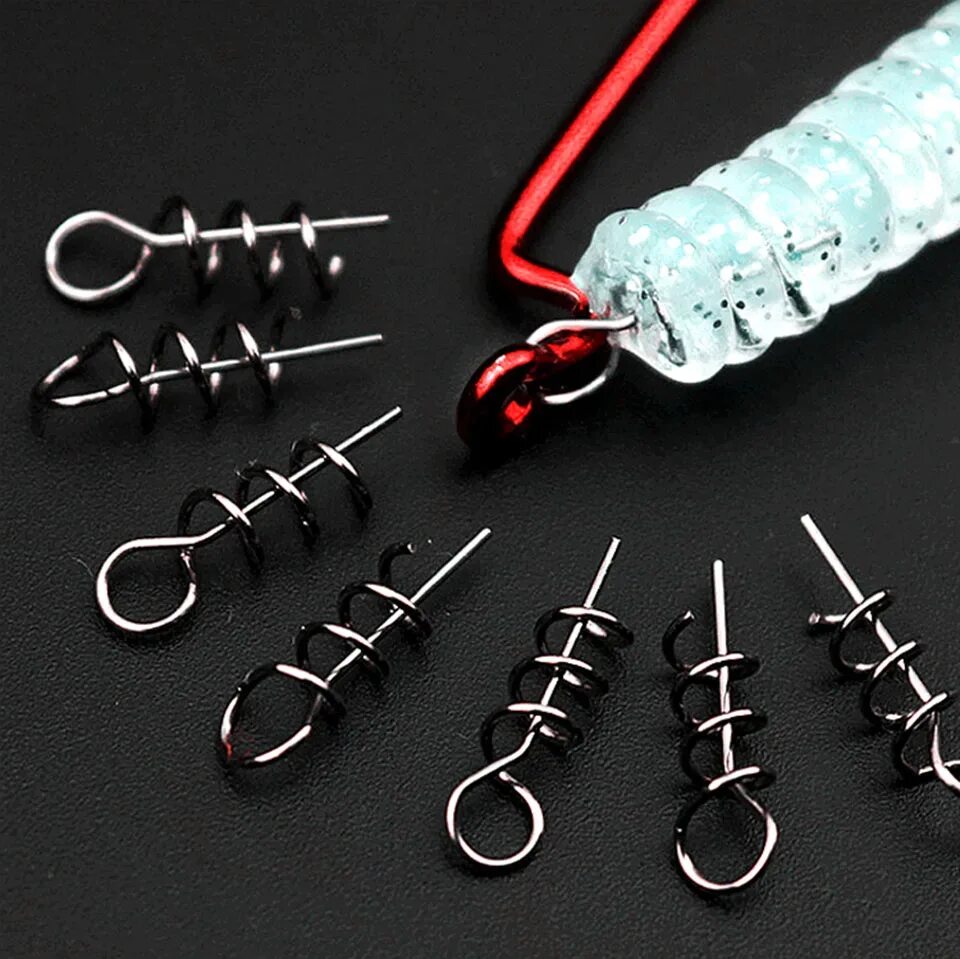 Пружинки для силиконовых приманок своими руками видео WALK FISH 50PCS/Lot Fishing Hook Centering Pins Spiral Fishing bait Steel Spring