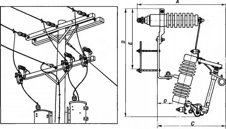 Првт 10 схема установки на опоре Предохранитель-разъединитель ПРТВ-10