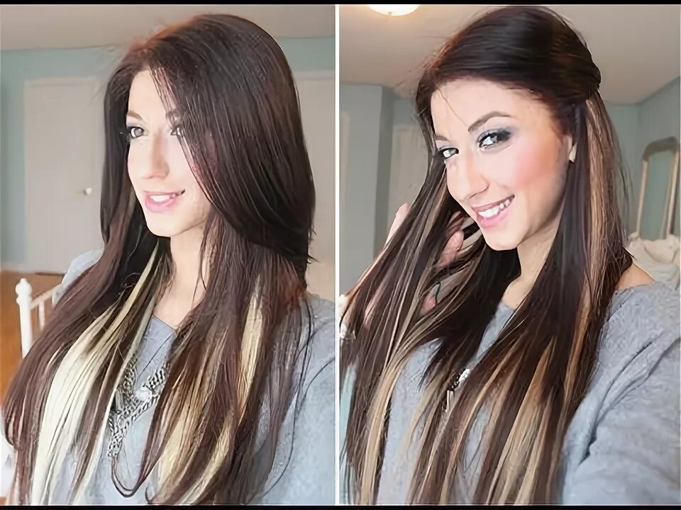 Пряди на коричневые волосы фото Instant Highlights with Luxy Hair Extensions - YouTube