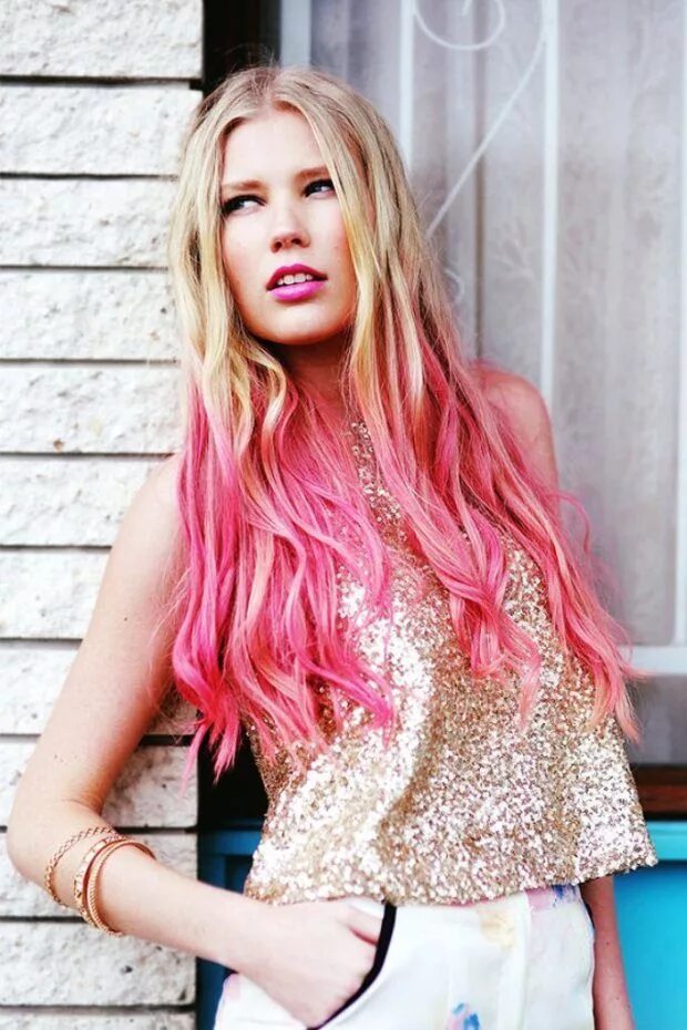 Прядки розовые фото pink dip-dyed hair #pinkhair #dipdye #diy #hair Dip dye hair, Pink blonde hair, 