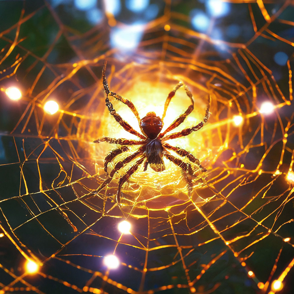 Прядущий мизгирь паук фото "Spinning Mizgir The spider weaves a ." - image created in Shedevrum