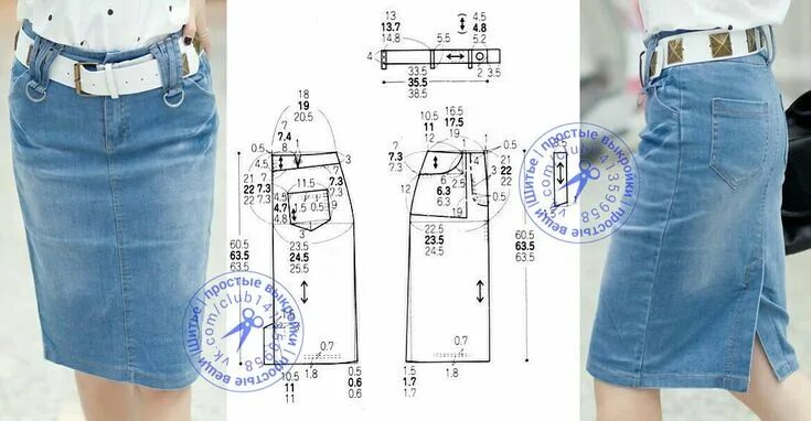 Прямая джинсовая юбка выкройка Шитье простые выкройки простые вещи. Запись со стены. Джинсовая юбка, Узоры для 