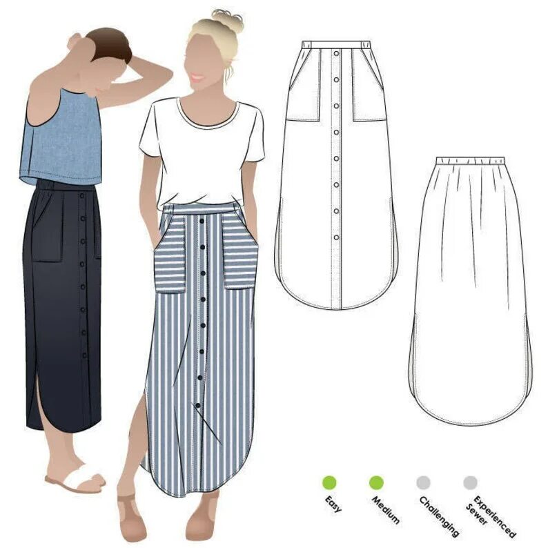 Прямая юбка макси выкройка Style Arc Sewing Pattern Indigo Maxi Skirt Sizes 12 14 Etsy