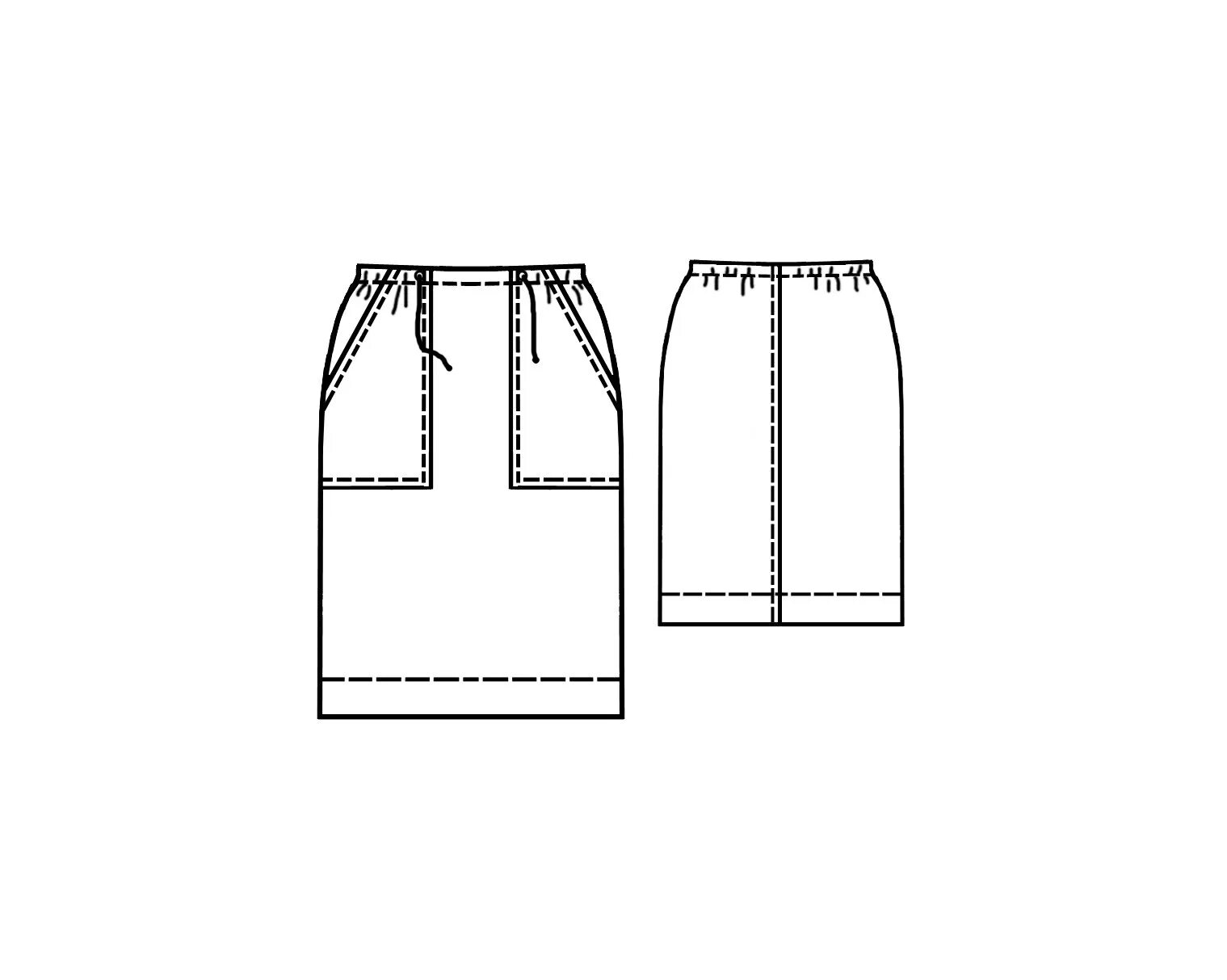 Прямая юбка с карманами выкройка Юбка В Спортивном Стиле - Выкройка #5089. Made-to-measure sewing pattern from Le