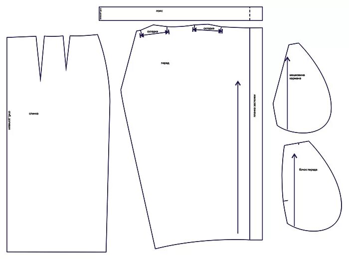 Прямая юбка с карманами выкройка Выкройка женской юбки с карманами WS280818