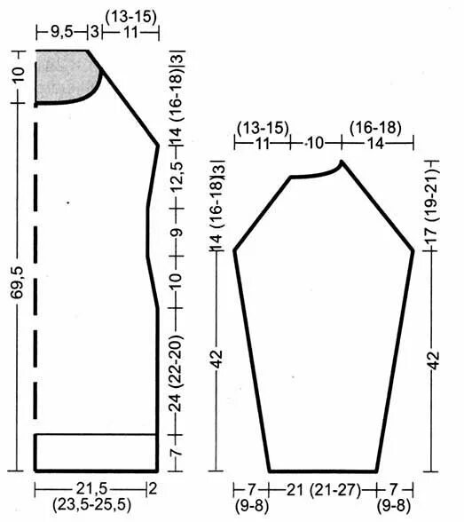 Прямое платье с рукавом реглан выкройка Платье с ажурными рукавами Knitting, Chart, 21st