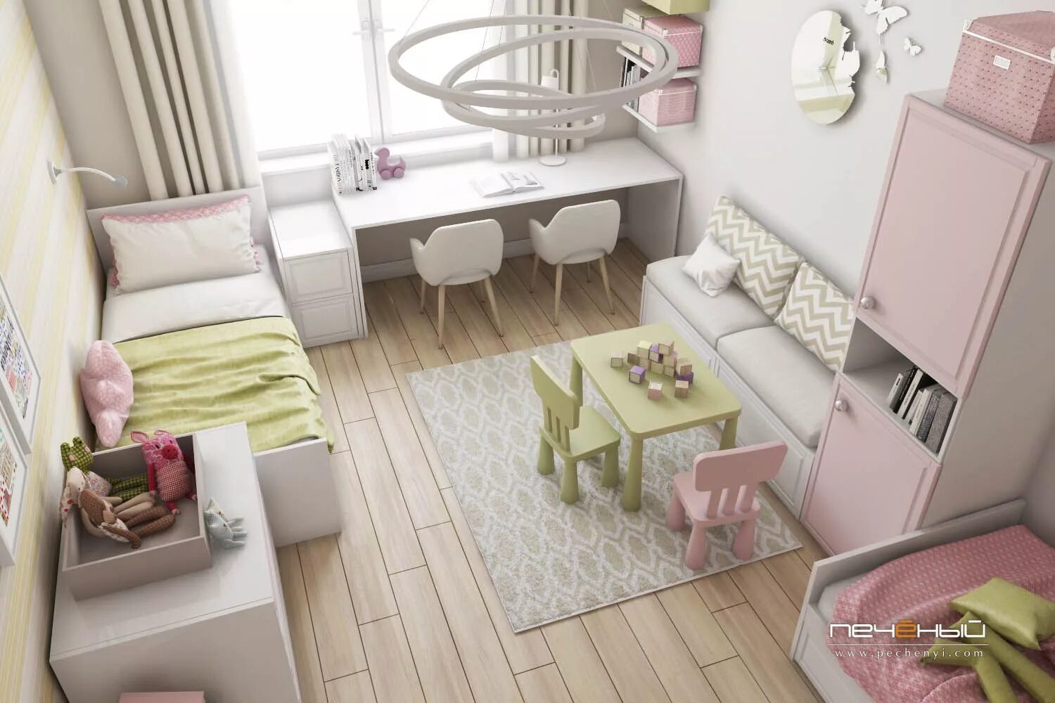 Прямоугольная детская комната планировка с 2 детьми Детская Girl bedroom designs, Kids interior room, Kids bedroom designs