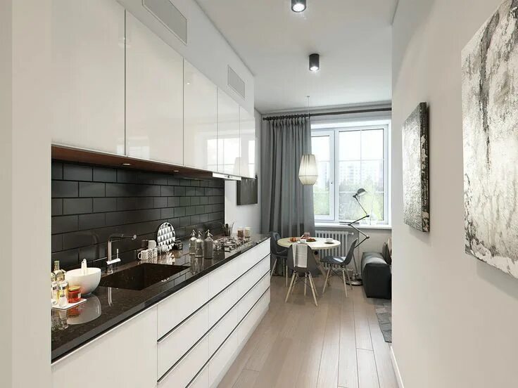 Прямоугольная кухня дизайн 20 A Super Small (40 square meter) Home - Architecture & Design Progetti di cucine,