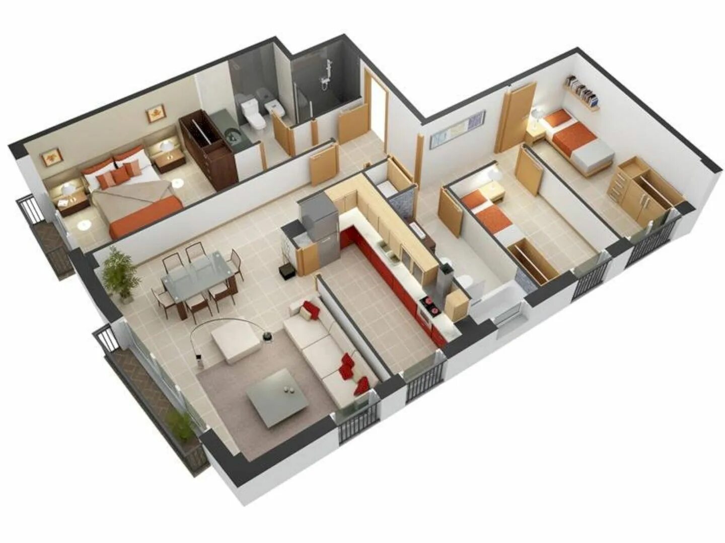 3d Floor plans on the basic of 2d blue print. :: Behance