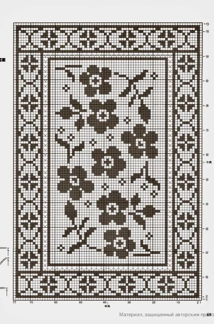 Прямоугольная салфетка филейная крючком схема Pin on Toalhas, Tapetes e Trilhos Filet crochet, Crochet table runner pattern, F