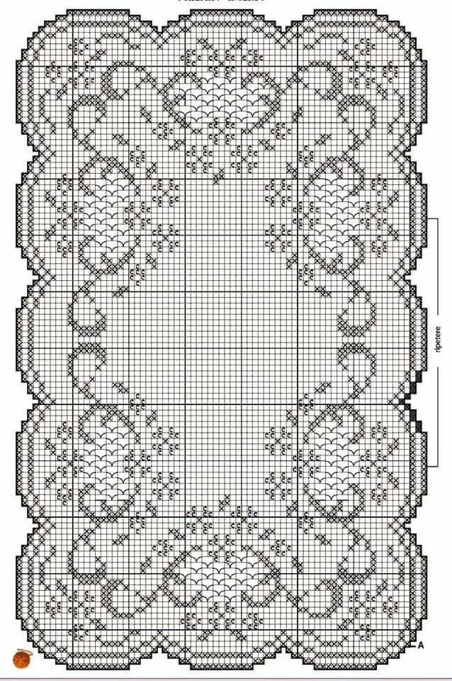 Прямоугольная салфетка крючком схема Pin di Δεσποινα Σταυρακακη su ΚΕΝΤΗΜΑ 1 Schema uncinetto, Schemi uncinetto filet