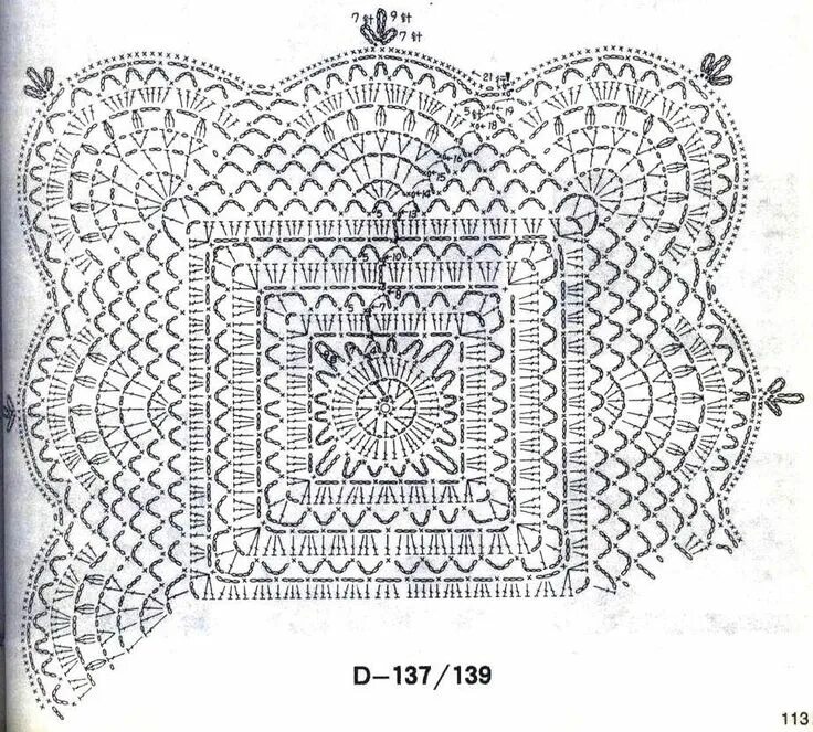 Прямоугольная салфетка крючком схема Square crochet doily patterns with diagrams ⋆ Crochet Kingdom Crochet doily patt