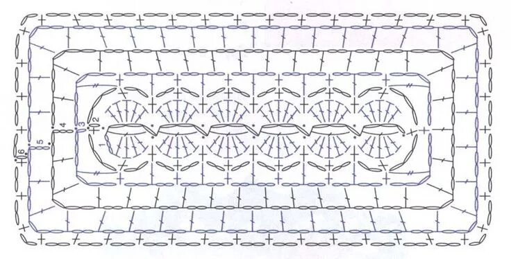 Прямоугольник крючком схема Crochet Rectangle Motif ⋆ Crochet Kingdom Crochet tablecloth pattern, Crochet ma