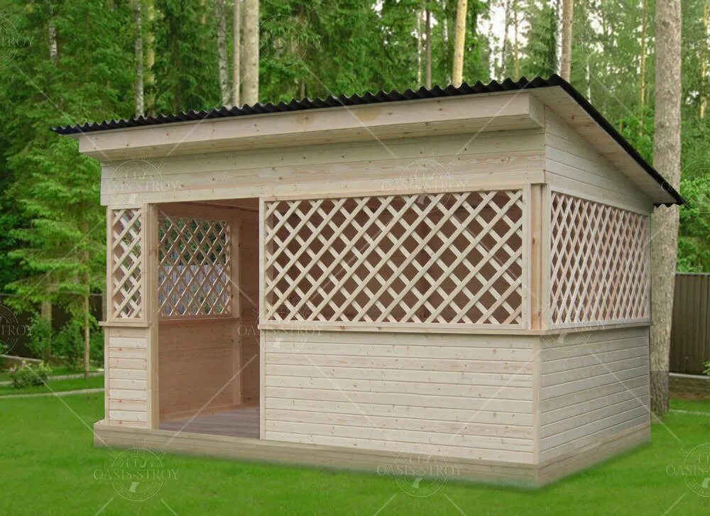 Беседка с крышей, выполненной по принципу перголы Backyard storage sheds, Patio 