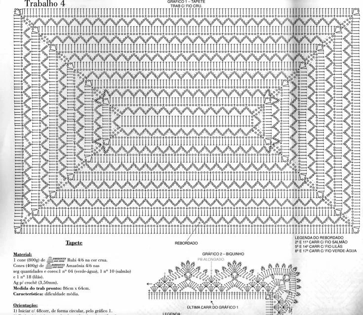 Прямоугольные дорожки крючком со схемами Olá pessoal!! Mais um lindo trabalho que merece ser compartilhado! Revista Traba