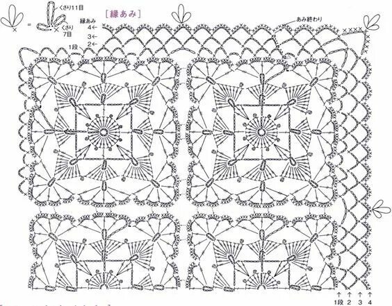 Прямоугольные схемы крючком World crochet: curtain Узоры для связанных крючком кружевных украшений, Квадратн