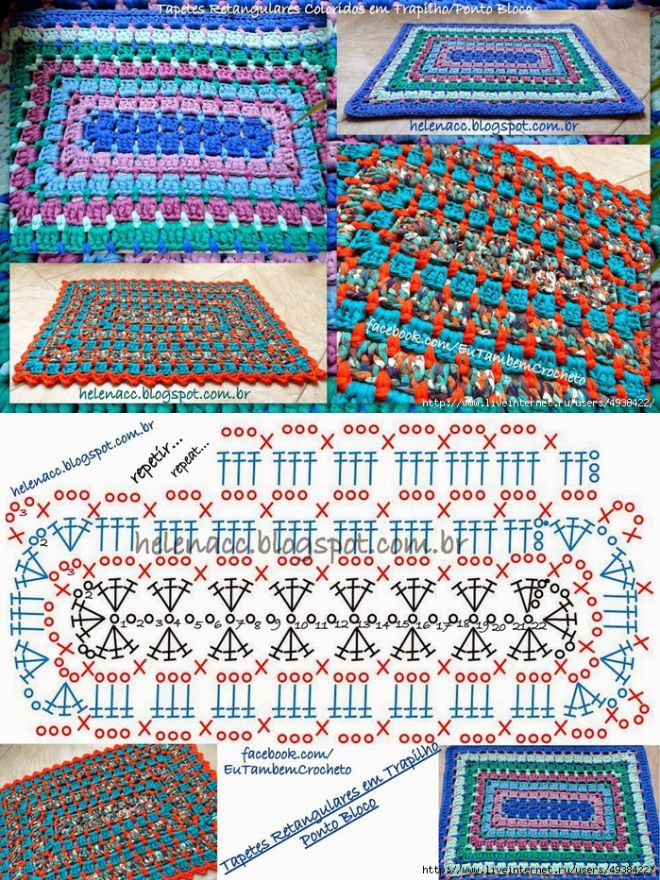 Прямоугольный коврик крючком схема Коврик крючком схемы и фото