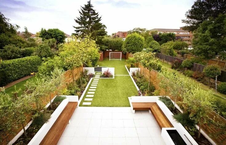 Прямоугольный ландшафтный дизайн 39 Excellent Modern Garden Design Ideas - Homiku.com Narrow garden, Family garde