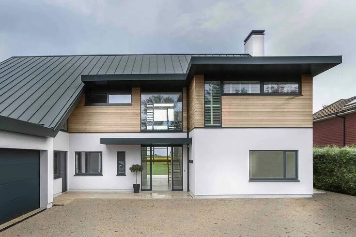 Прямые крыши частных домов фото Современный дом в сельской местности House cladding, Facade house, Exterior hous