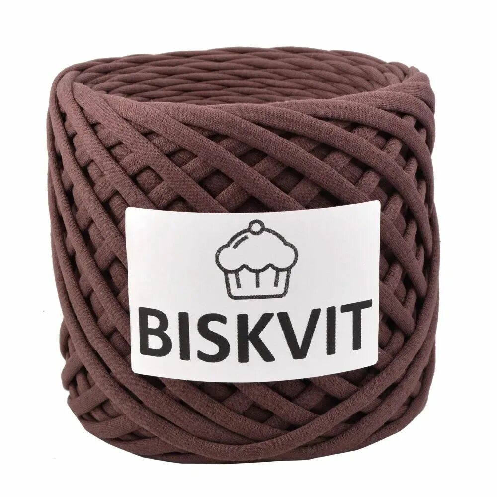 Пряжа цвет орех фото Трикотажная пряжа Biskvit, Орех, 100 м, 7 мм, лицевая - купить в интернет-магази