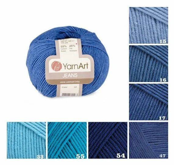 Пряжа ярнар джинс номер цвета и фото YarnArt JEANS, Pack of 8 skeins yarns, Blue pattern yarn, Cotton yarn, Crochet y