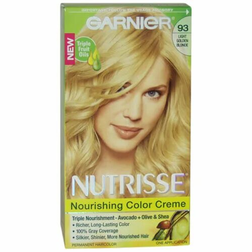 Пшеничный цвет волос фото краски Nutrisse Nourishing Color Creme 93 Light Golden Blonde by Garnier for Unisex - e