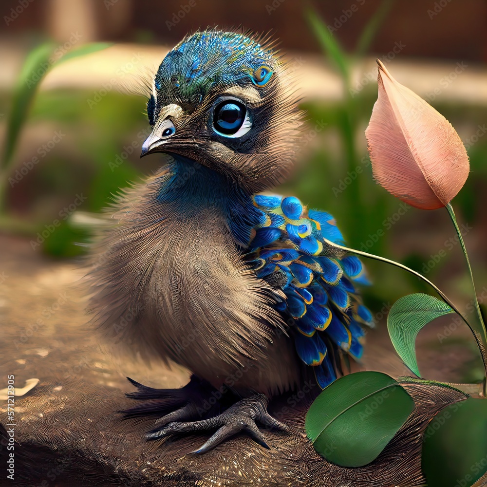 Птенец павлина фото как выглядит Baby peacock Иллюстрация Stock Adobe Stock