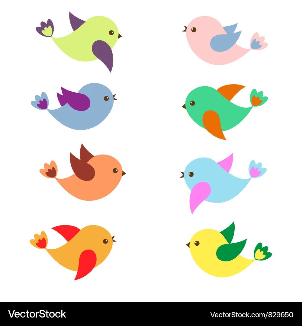 Птичка для оформления детского сада Spring birds Royalty Free Vector Image - VectorStock