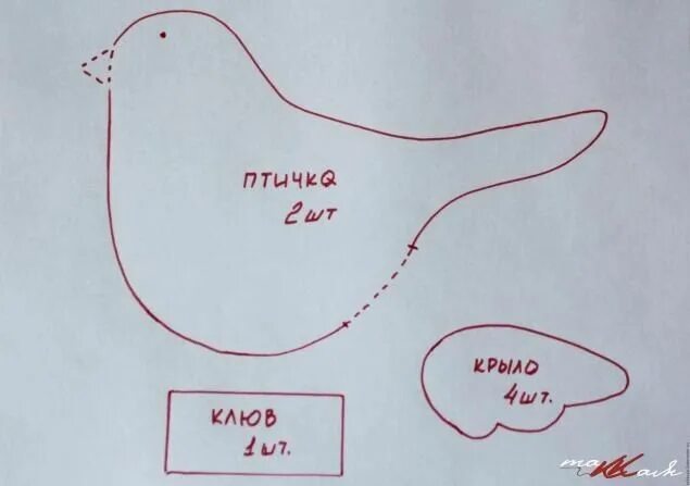 Птички из ткани своими руками выкройки Eu Amo Artesanato: Passarinho com molde Поделки в виде курицы, Выкройки, Птички