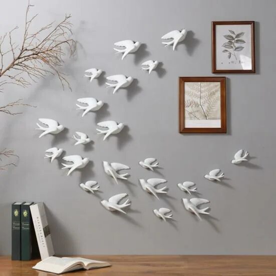 Птички на стене декор DSHM Birds Murals Realistic Ornamental Ceramic Wall Hanging Decorations for Livi