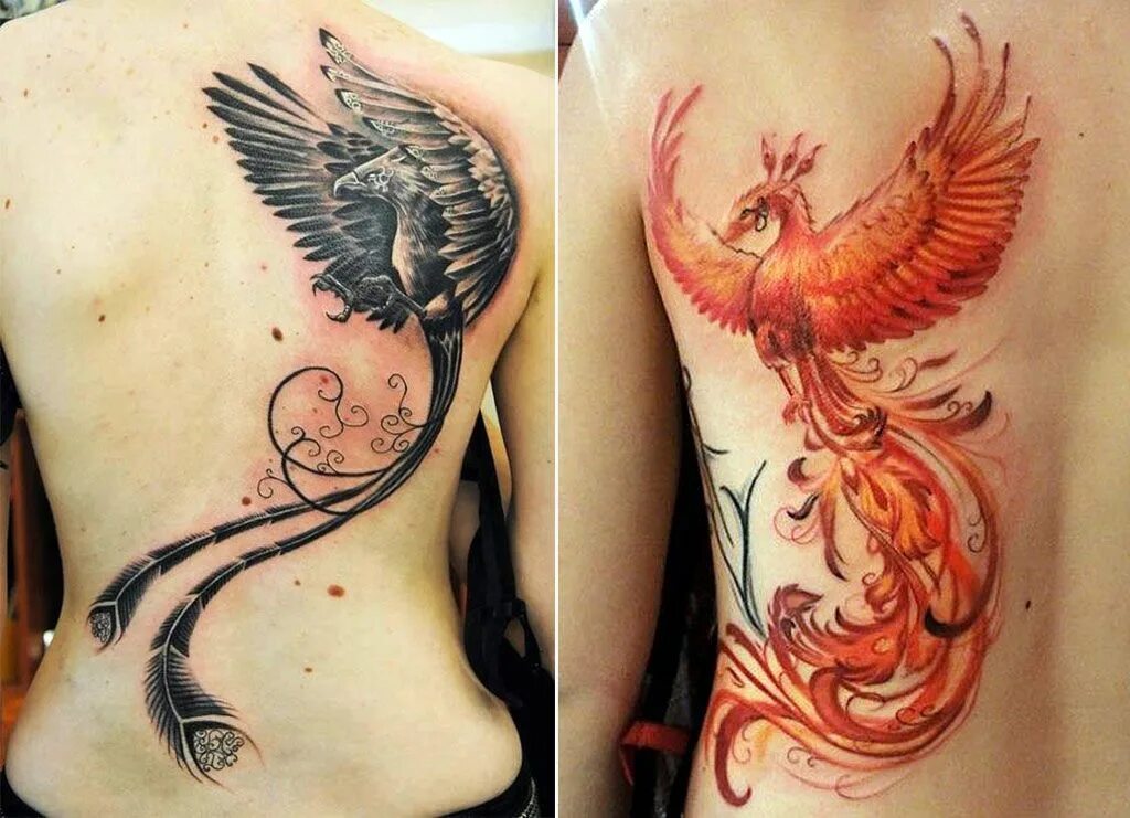 Птица феникс тату фото для женщин Tatuaje de fénix en la cadera para mujeres