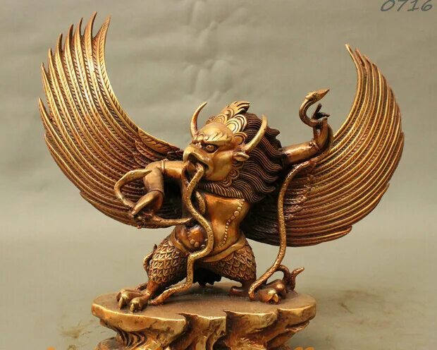 Птица гаруда фото bi003435 12" Tibetan Buddhism Bronze Gilt Redpoll Winged Garuda Bird Eagle Buddh