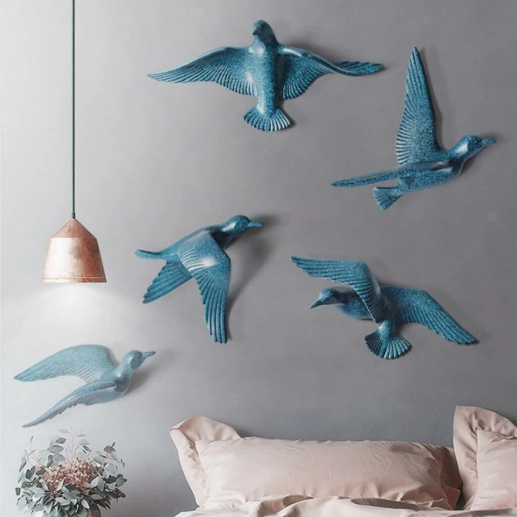 Птицы на стене в интерьере 3D Resin Seagull Wall Sculptures Mural Home Room Decor Hanging Decoration eBay