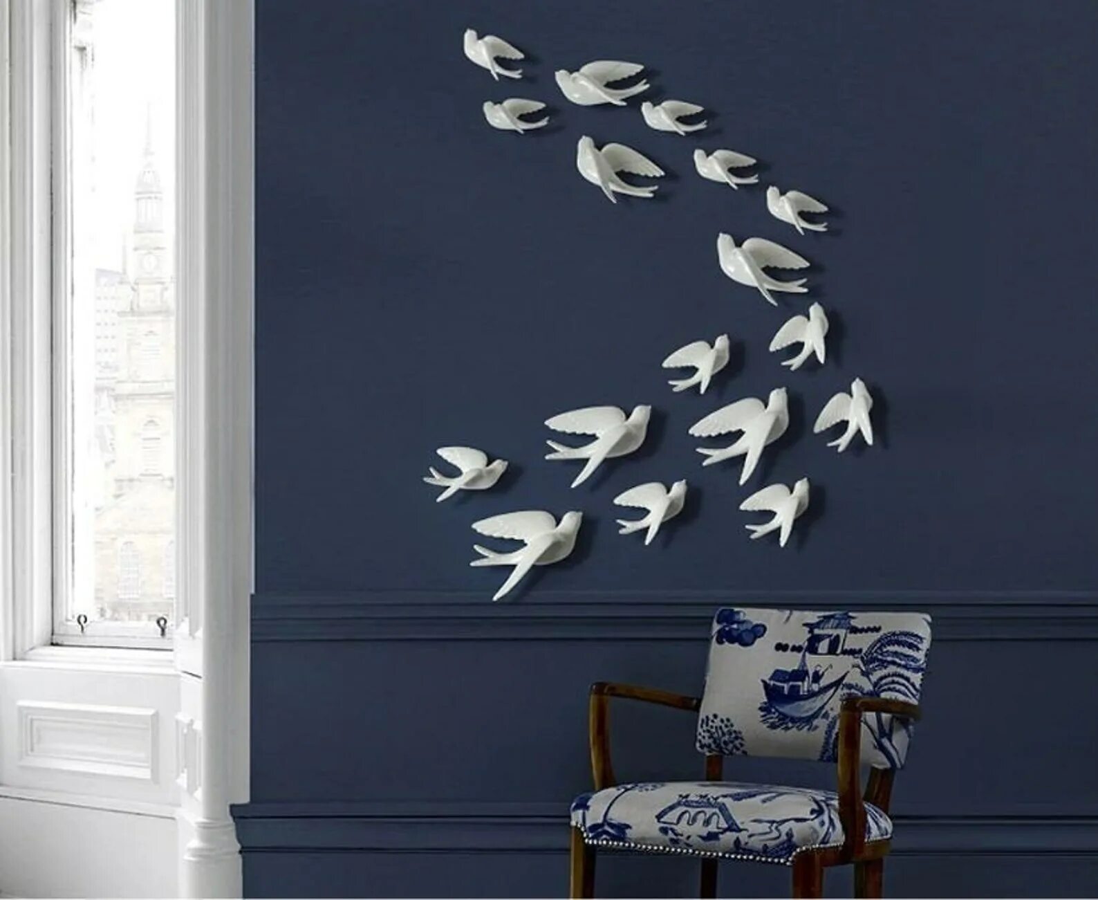 Птицы на стене в интерьере Gold Birds Wall Art Set White Birds Wall Art Flying Birds Etsy