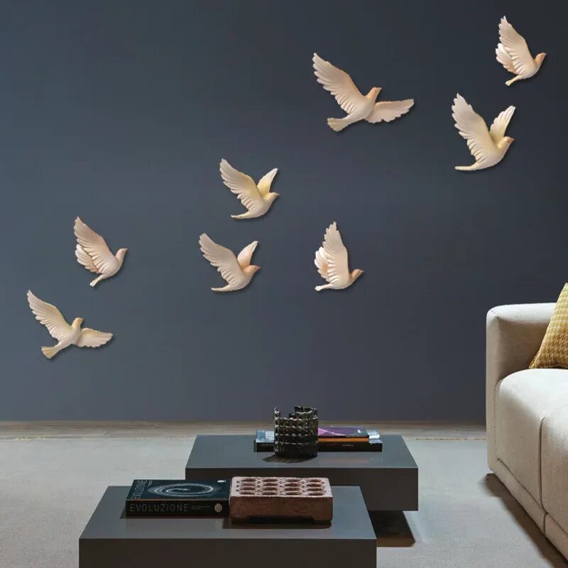 Птицы на стене в интерьере Nordic Wall decorations living room resin bird creative murals animal miniature 