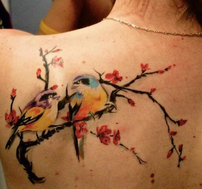 Птицы татуировок фото tattoo love birds - Google Search Blossom tattoo, Tree tattoo designs, Cherry bl